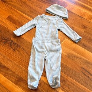 Carter's Light Blue Striped Footie with Hat